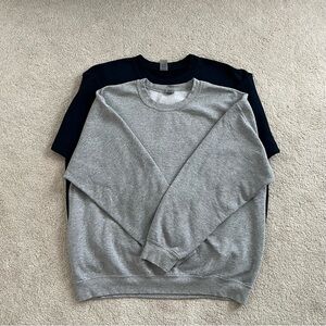 (2 Pack) Gray and Navy Blue Crewneck Sweatshirts